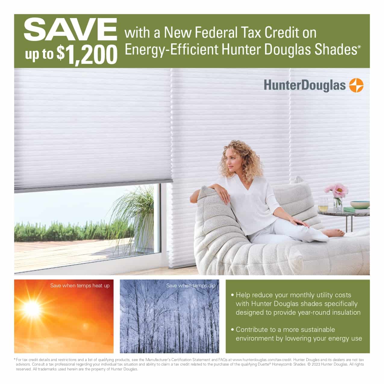 Save up to $1200 with a New Federal Tax Credit on Energy-Efficient Hunter Douglas Shades